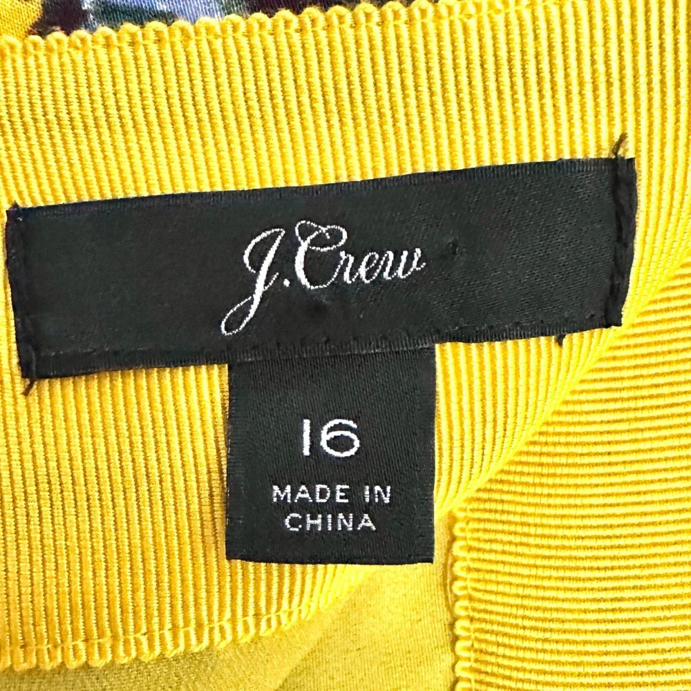 J.Crew Sz 16 Yellow Floral 100% Silk Double Pleated Midi Skirt K2124